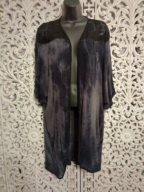 💙🕸💙🕸💙 P2P 31" Black and Deep Blue Mid Length Sleeve Cardigan Sweater s